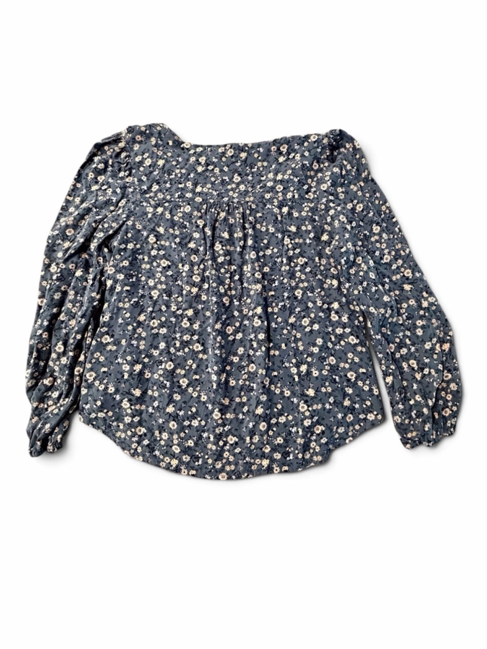 Angels Forever Young Size Medium Navy Floral V-Neck Long Sleeve Blouse. - Picture 3 of 9